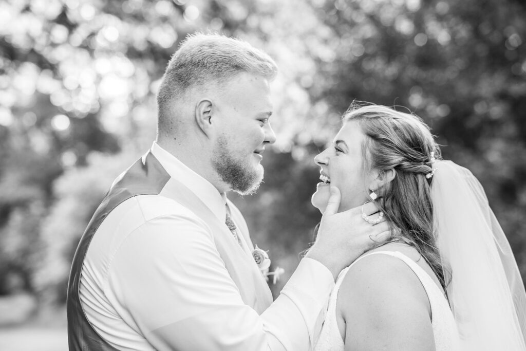 bride and groom at panther creek state park wedding